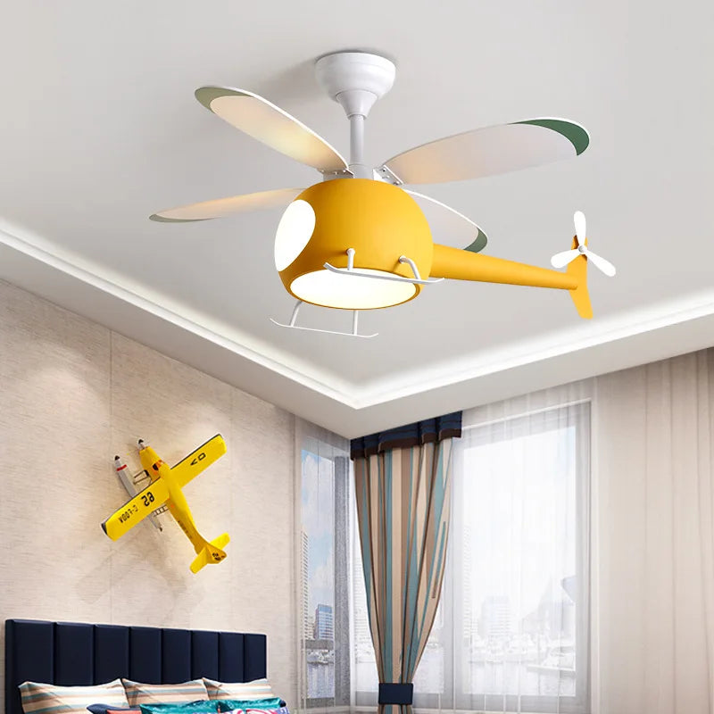 Modern Creative Cartoon Plane Fan Light Simple Decor LED Ceiling Lamp for Children&
