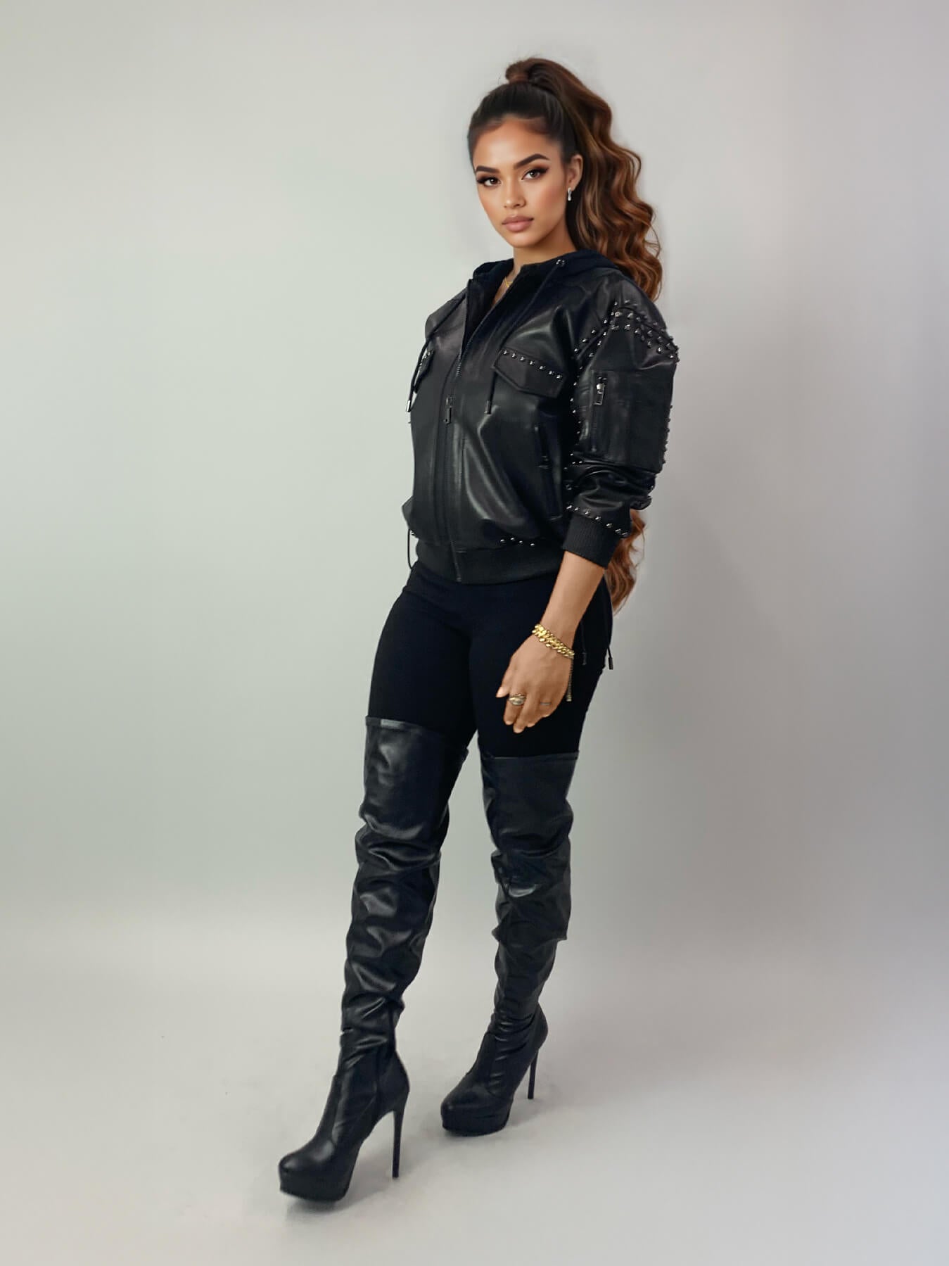 GOFLYSTYLE Leather Bomber Jacket
