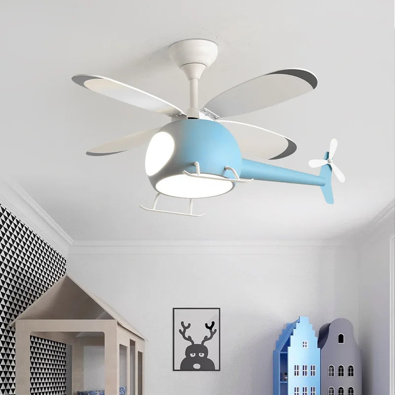 Modern Creative Cartoon Plane Fan Light Simple Decor LED Ceiling Lamp for Children&
