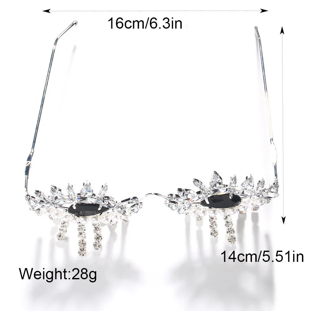 Stonefans Tassel Glasses Frame for Women Designer Beads Accessories Y2k Luxury Without Lens Face Decorations Crystal Girl Gift