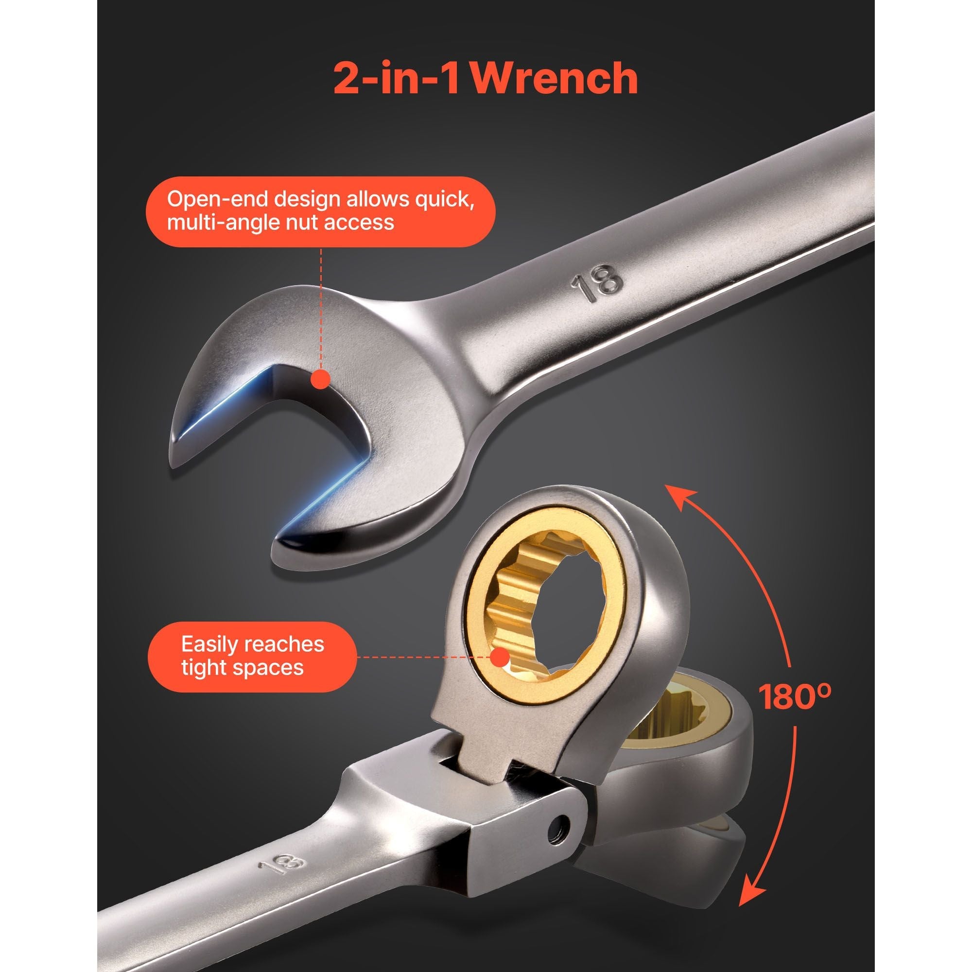 flex head ratcheting wrench set