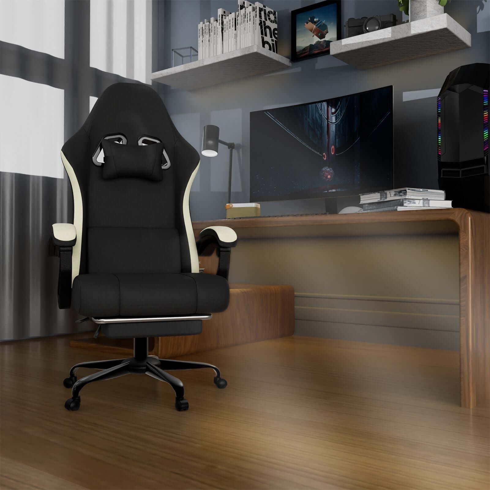 ergonomic gaming chair with footrest