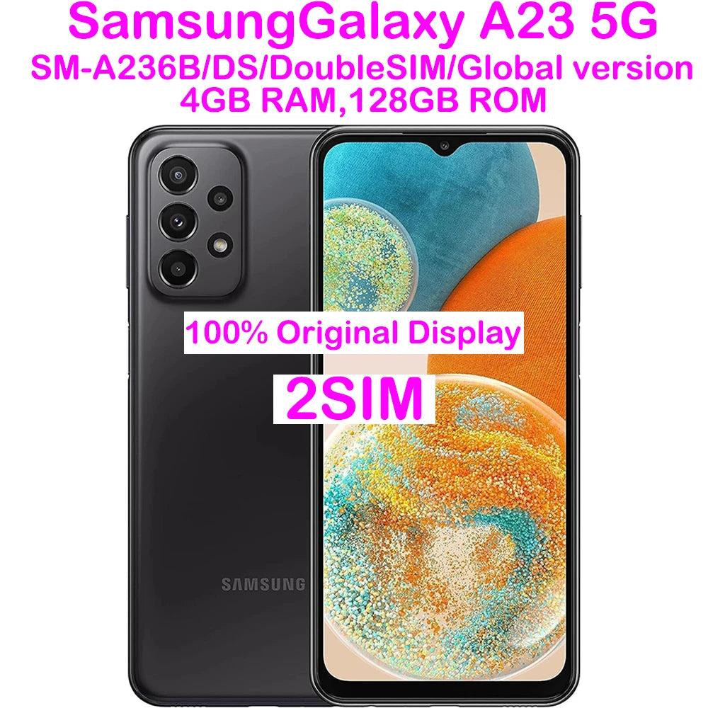 Used Samsung Galaxy A23 Smart Android Phone Global Edition 2SIM 6.6-inch 90Hz Quad Camera 50MP Refurbished Samsung 5000mAh NFC