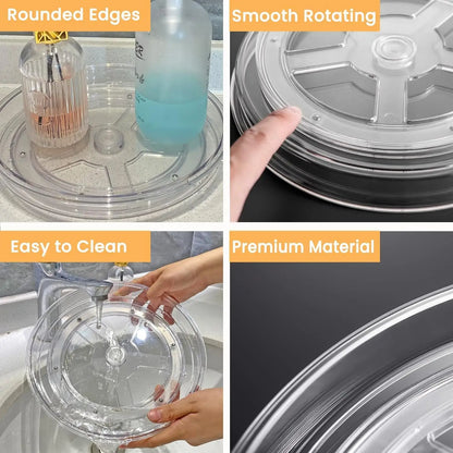 4-Pack Large 13" Clear Turntable Organizer, Non-Skid Lazy Susan for Pantry, Kitchen Countertop Storage Containers