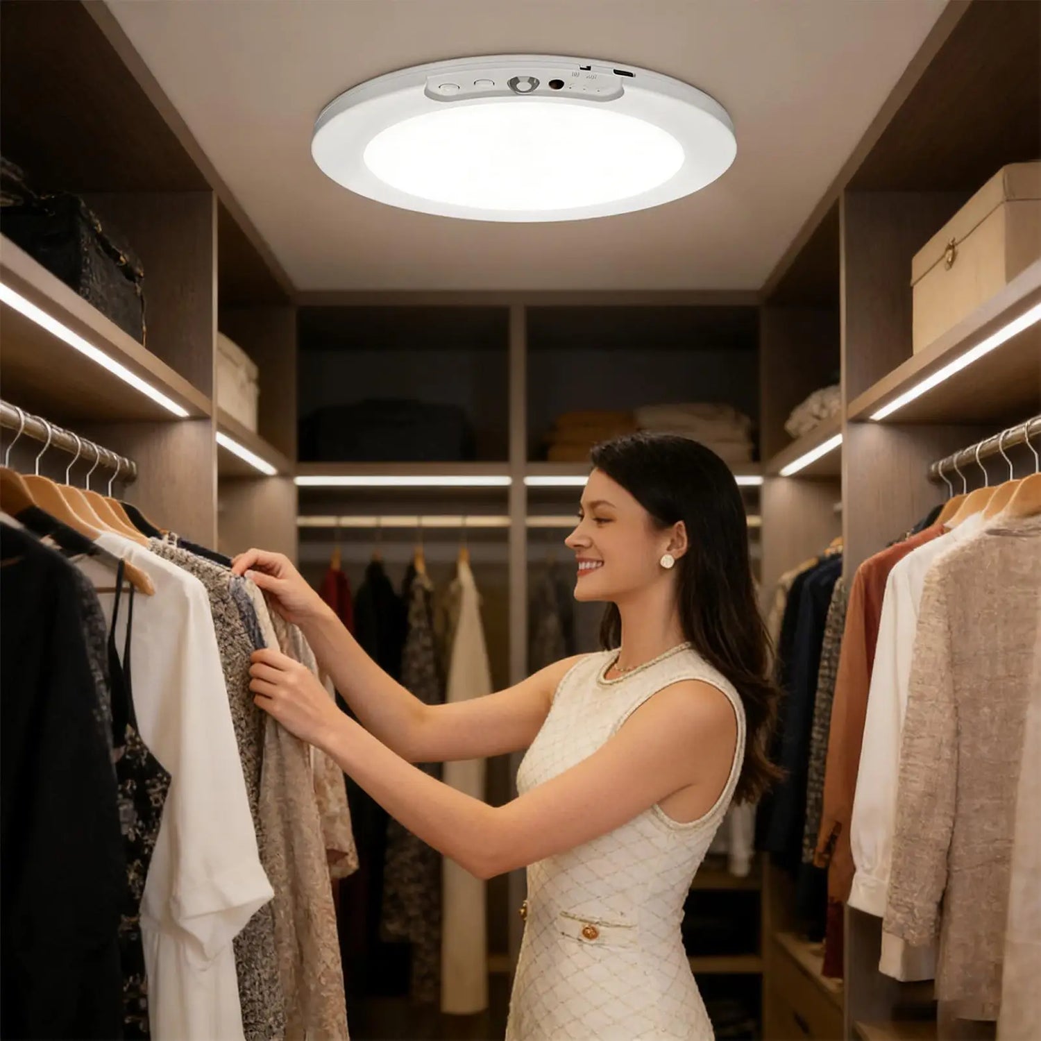 Motion Sensor Closet Light Wireless Rechargeable Lamp Battery Operated Ceiling Light With Remote For Home Pantry Shower Stair