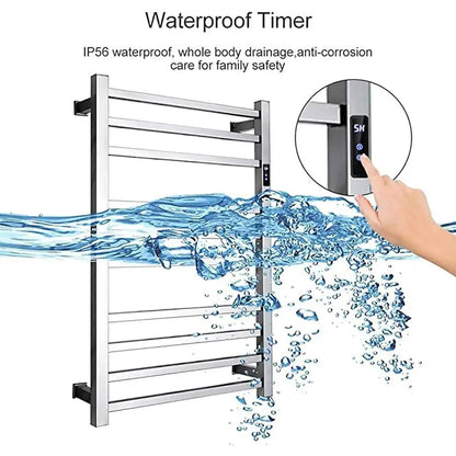 Electric Towel Warmer,with Timer Wall Mounted 10 Bars Smart Electric Towel Rack Stainless Steel Heated Towel Rails 88W Low Power