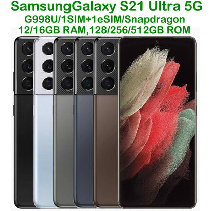 Used Samsung Galaxy S21 Ultra 5G G998U Smart Android Phone 6.8-inch 5000mAh 25W Refurbished Samsung Smartphone Four Camera 108MP
