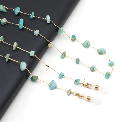 Natural Amethyst Stone Beaded Trendy Eyeglasses Chain Party Gift for Women Men Glasses Mask Rope Accessories Length 80cm