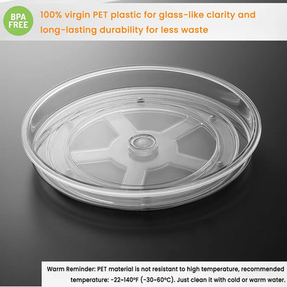 4-Pack Large 13" Clear Turntable Organizer, Non-Skid Lazy Susan for Pantry, Kitchen Countertop Storage Containers