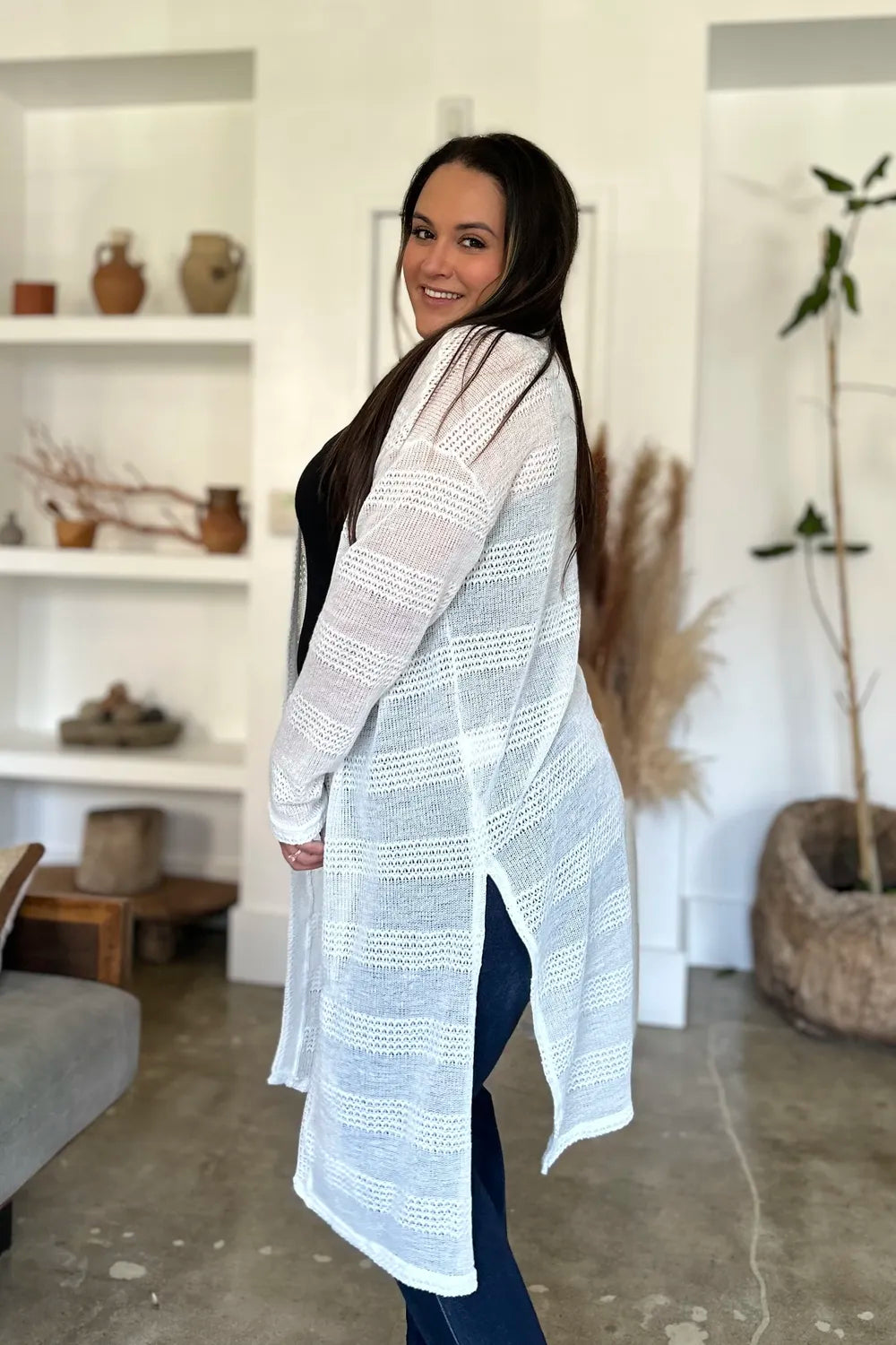 open front longline cardigan