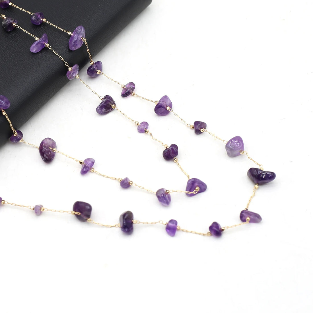 Natural Amethyst Stone Beaded Trendy Eyeglasses Chain Party Gift for Women Men Glasses Mask Rope Accessories Length 80cm