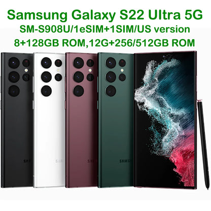 Used Samsung Galaxy S22 Ultra 5G S908U Smart Android Phone 6.8-inch Screen Samsung S22U Refurbished US Version 108MP 5000mAh