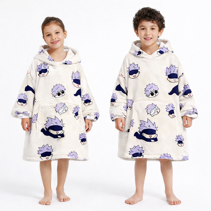 Jujutsu Kaisen Gojo Wearable Blanket Hoodie for Adults &amp; Kids | OLM Toys