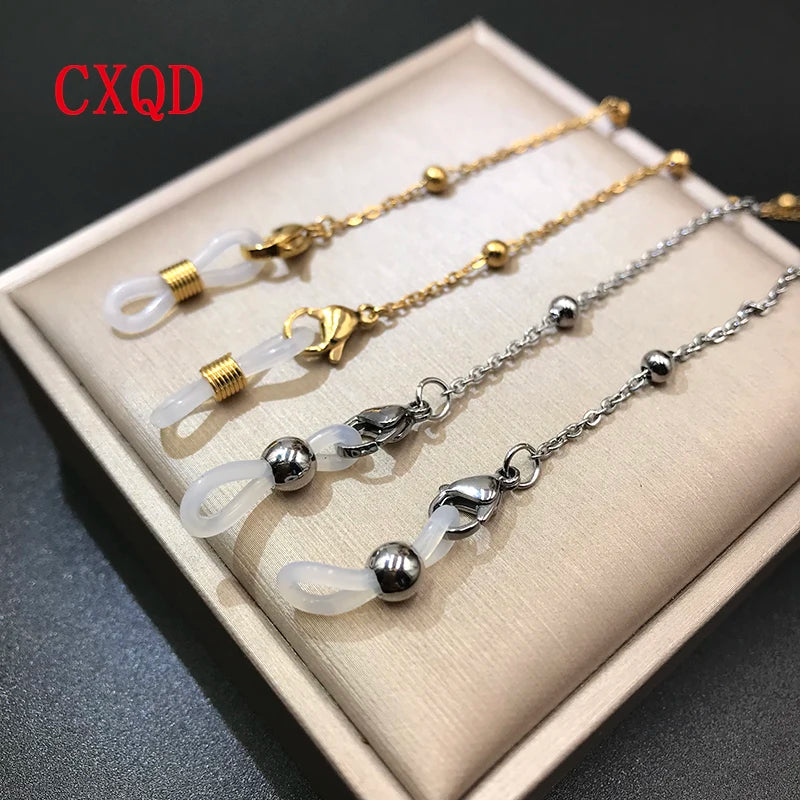 Stainless Steel Gold Silver Color Glasses Bead Chains for Women Sunglasses Strap Eyewear Accessories Cord Hang Masks Gift