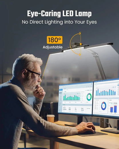 LED Desk Lamp with Power Strip, 6 Outlets &amp; USB Ports, Adjustable Clamp Light with Dimming &amp; Color Control
