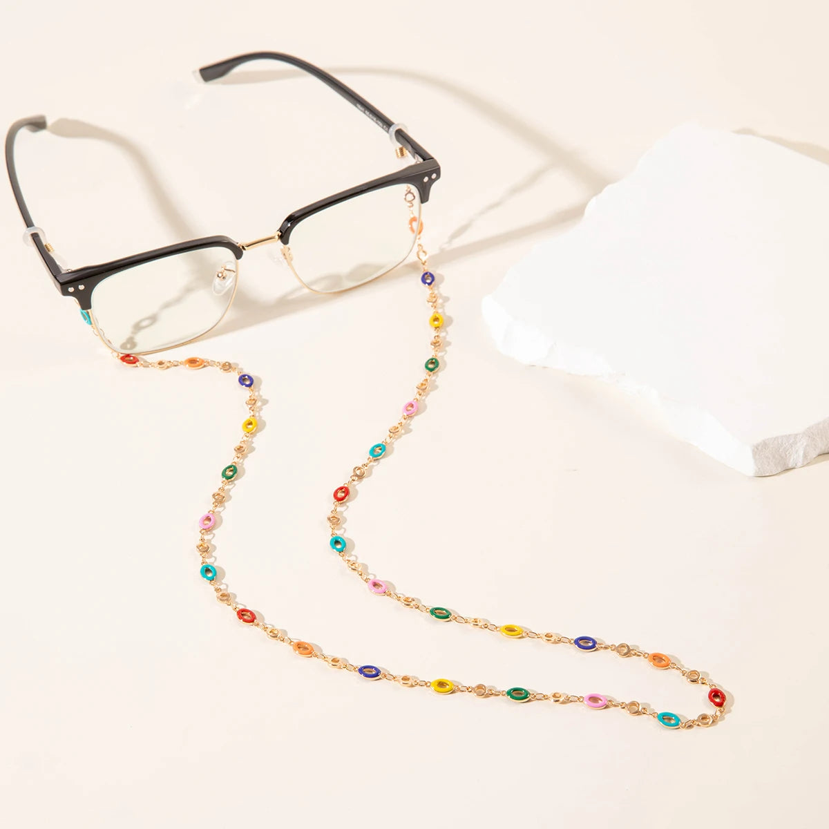 Tocona Fashion Candy Color Eyeglasses Chain geometry Metal Glasses Lanyards Women Glasses Chains Jewelry Holiday Gifts 27859