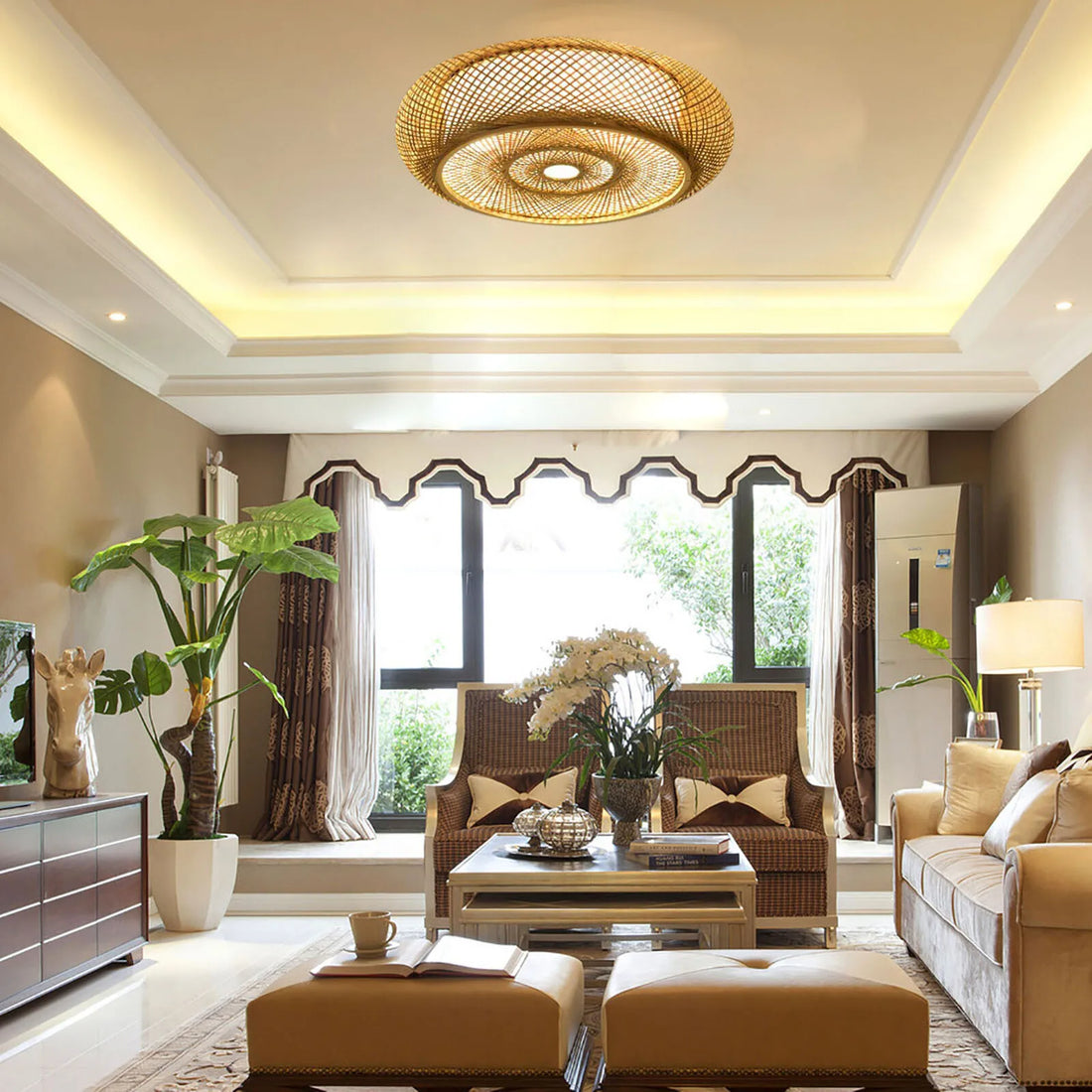 50cm LED Bamboo Woven Ceiling Light 110V E26 Bulb Not Included