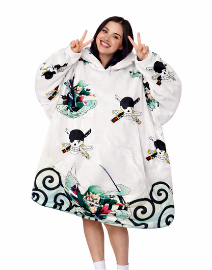 Zoro One Piece Wearable Blanket Hoodie for Kids &amp; Adults | OLM Toys