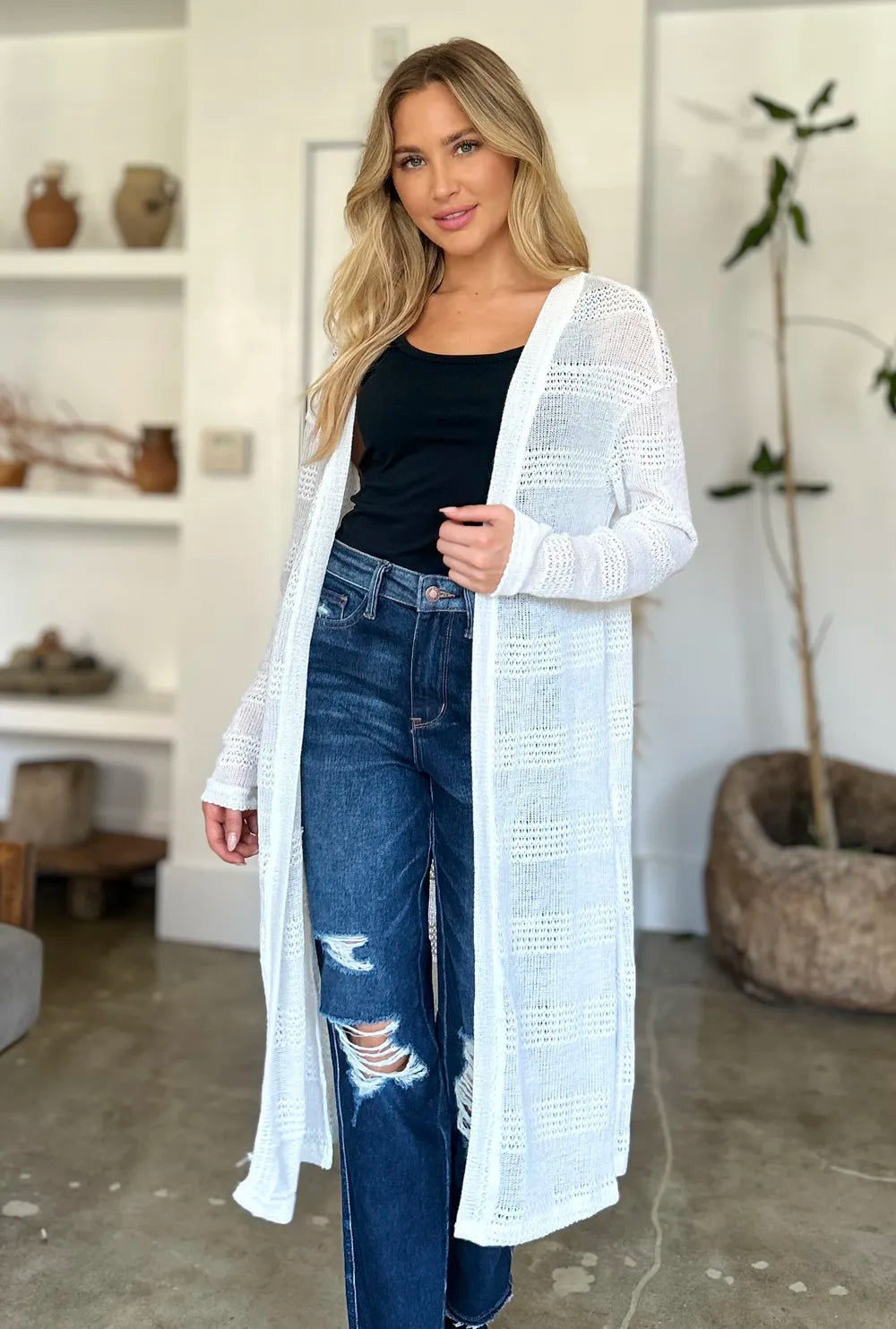 open front longline cardigan