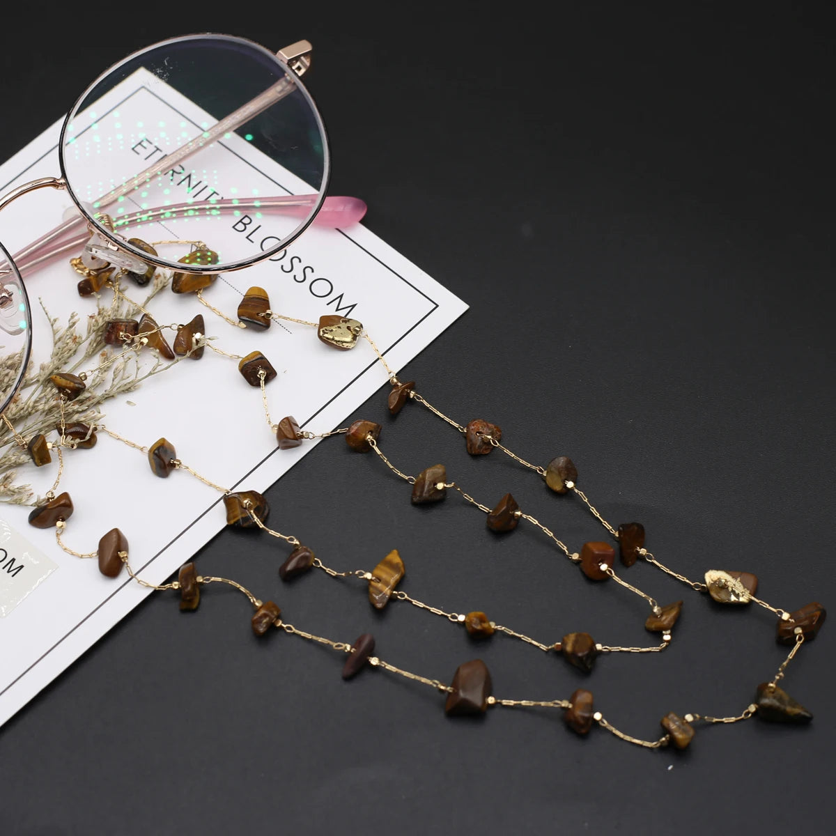 Natural Amethyst Stone Beaded Trendy Eyeglasses Chain Party Gift for Women Men Glasses Mask Rope Accessories Length 80cm