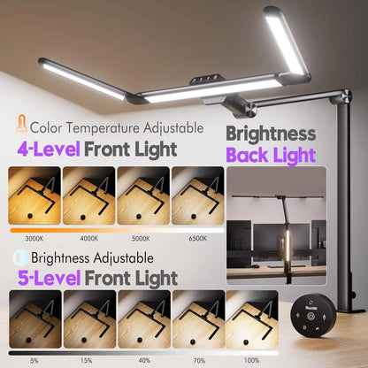 32.5" Adjustable Desk Lamp with Radar Sensor, Remote Control, 1100LM Brightness for Office Home Study