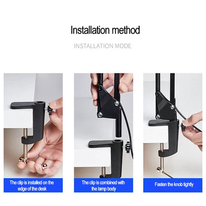LED Desk Lamp For Home,Reading,Study,Adjustable Eye-Caring Desk Light with Clamp, 3 Color Modes,10 Brightness Table Light Office