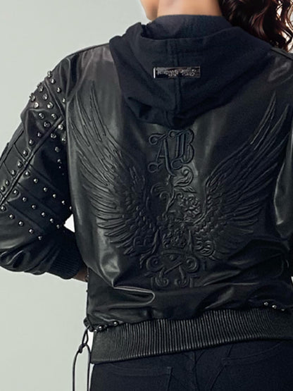 GOFLYSTYLE Leather Bomber Jacket