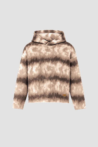 Cloud Pattern Cropped Pull Over Hoodie