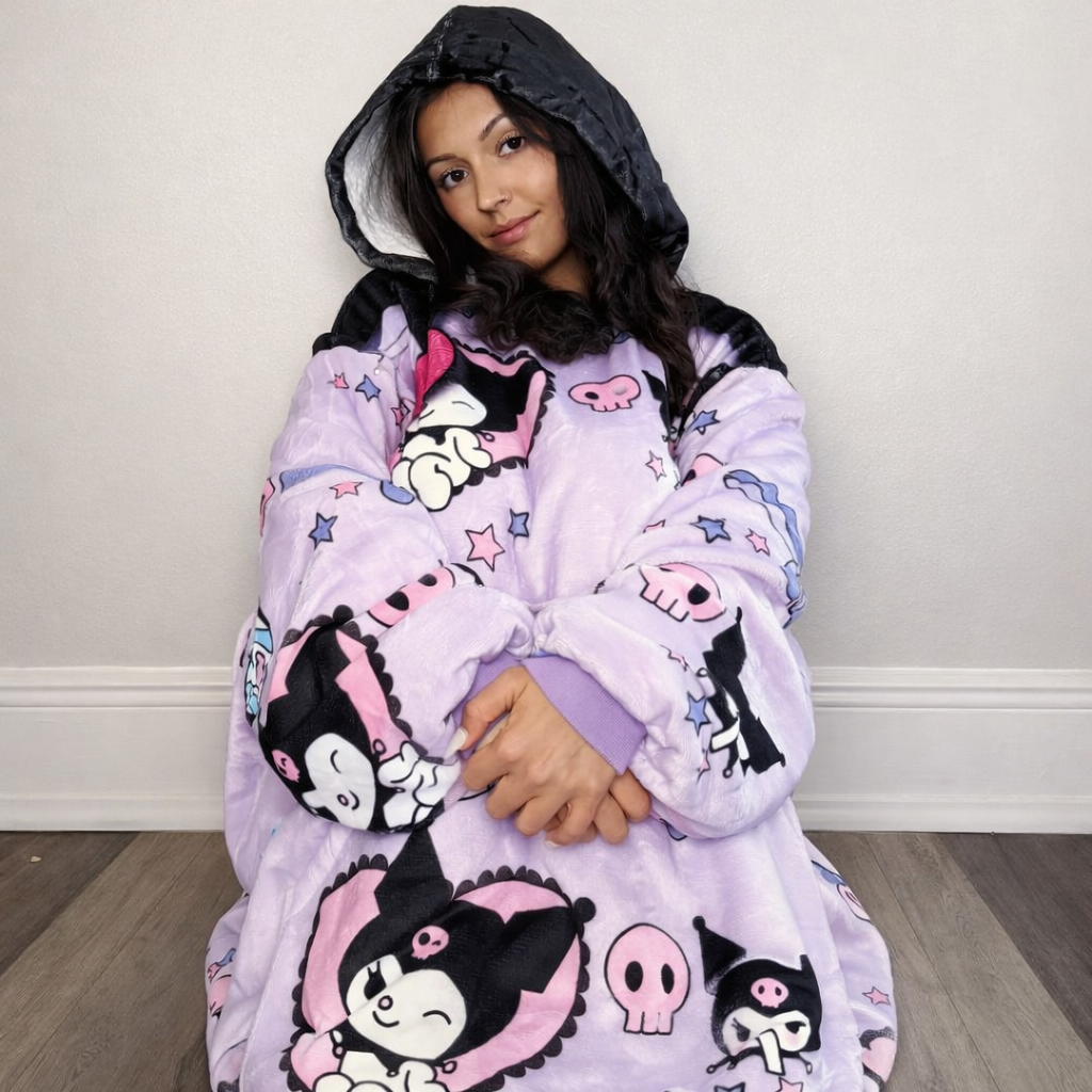 Kuromi Hello Kitty Wearable Blanket Hoodie for Kids &amp; Adults | OLM Toys