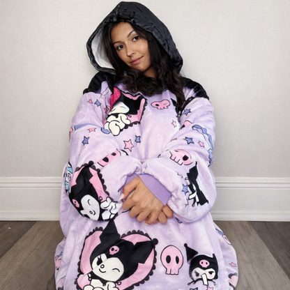 Kuromi Hello Kitty Wearable Blanket Hoodie for Kids &amp; Adults | OLM Toys
