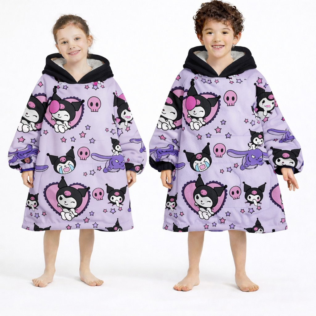 Kuromi Hello Kitty Wearable Blanket Hoodie for Kids &amp; Adults | OLM Toys