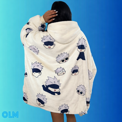Jujutsu Kaisen Gojo Wearable Blanket Hoodie for Adults &amp; Kids | OLM Toys