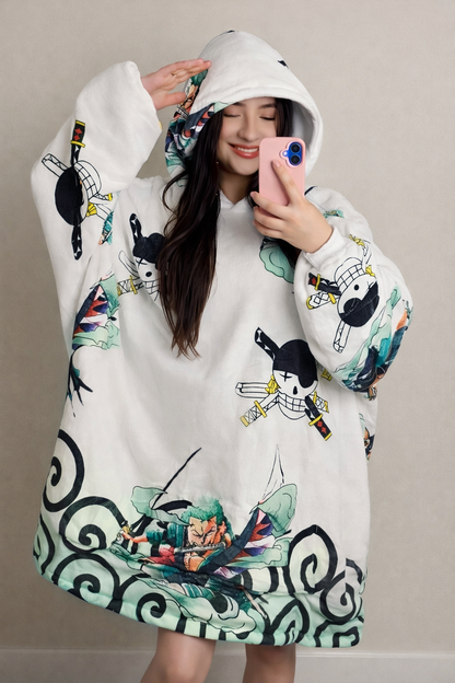 Zoro One Piece Wearable Blanket Hoodie for Kids &amp; Adults | OLM Toys