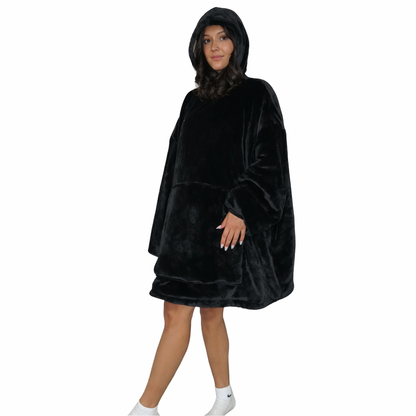 black Wearable Sherpa Blanket Hoodie oversize for Kids &amp; Adults | OLM Toys