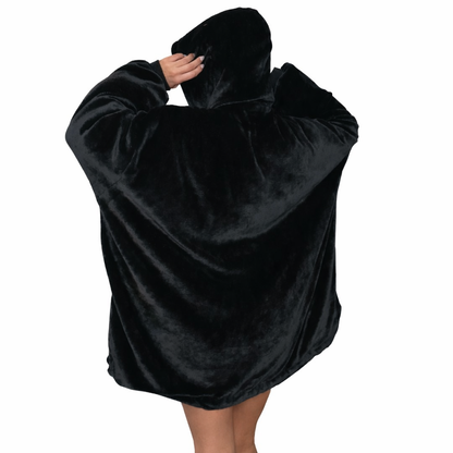 black Wearable Sherpa Blanket Hoodie oversize for Kids &amp; Adults | OLM Toys