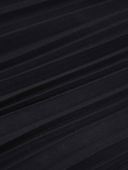 Wool Blend Pleated Skirt-Black