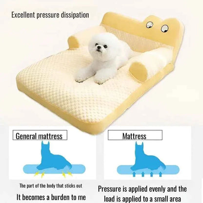 Cooling Pet Sofa Bed – Breathable Ice Silk Dog &amp; Cat Cushion with Backrest Washable Design