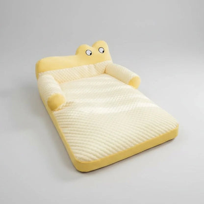Cooling Pet Sofa Bed – Breathable Ice Silk Dog &amp; Cat Cushion with Backrest Washable Design