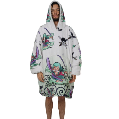 Zoro One Piece Wearable Blanket Hoodie for Kids &amp; Adults | OLM Toys