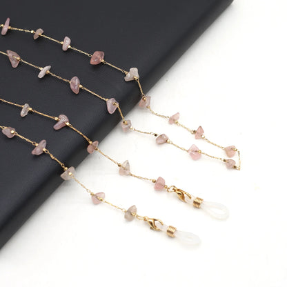 Natural Amethyst Stone Beaded Trendy Eyeglasses Chain Party Gift for Women Men Glasses Mask Rope Accessories Length 80cm