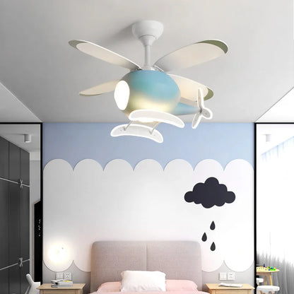 Modern Creative Cartoon Plane Fan Light Simple Decor LED Ceiling Lamp for Children&