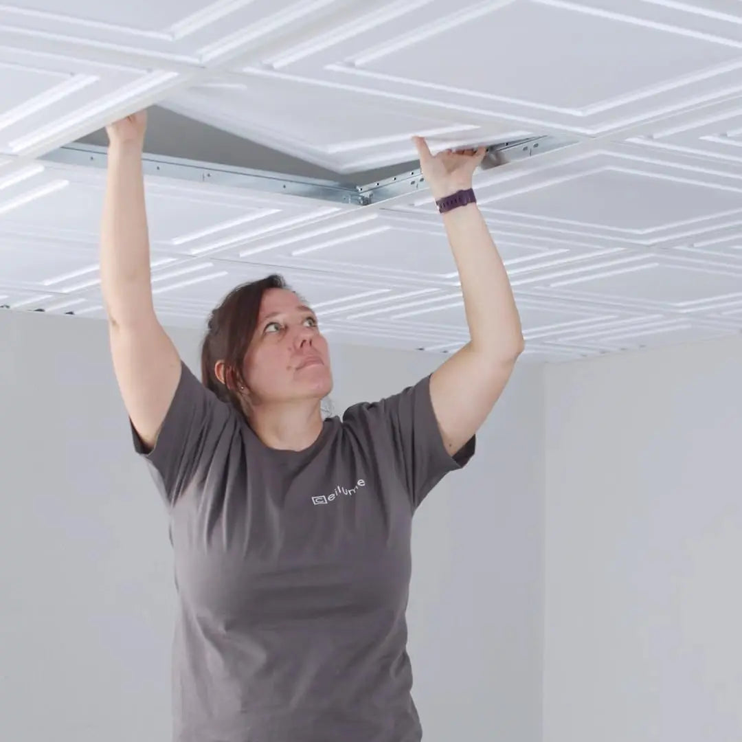 Drop Ceiling Tiles 2x2, Stratford Ultra-Thin Feather-Light for 1" T-Bar Grid, White