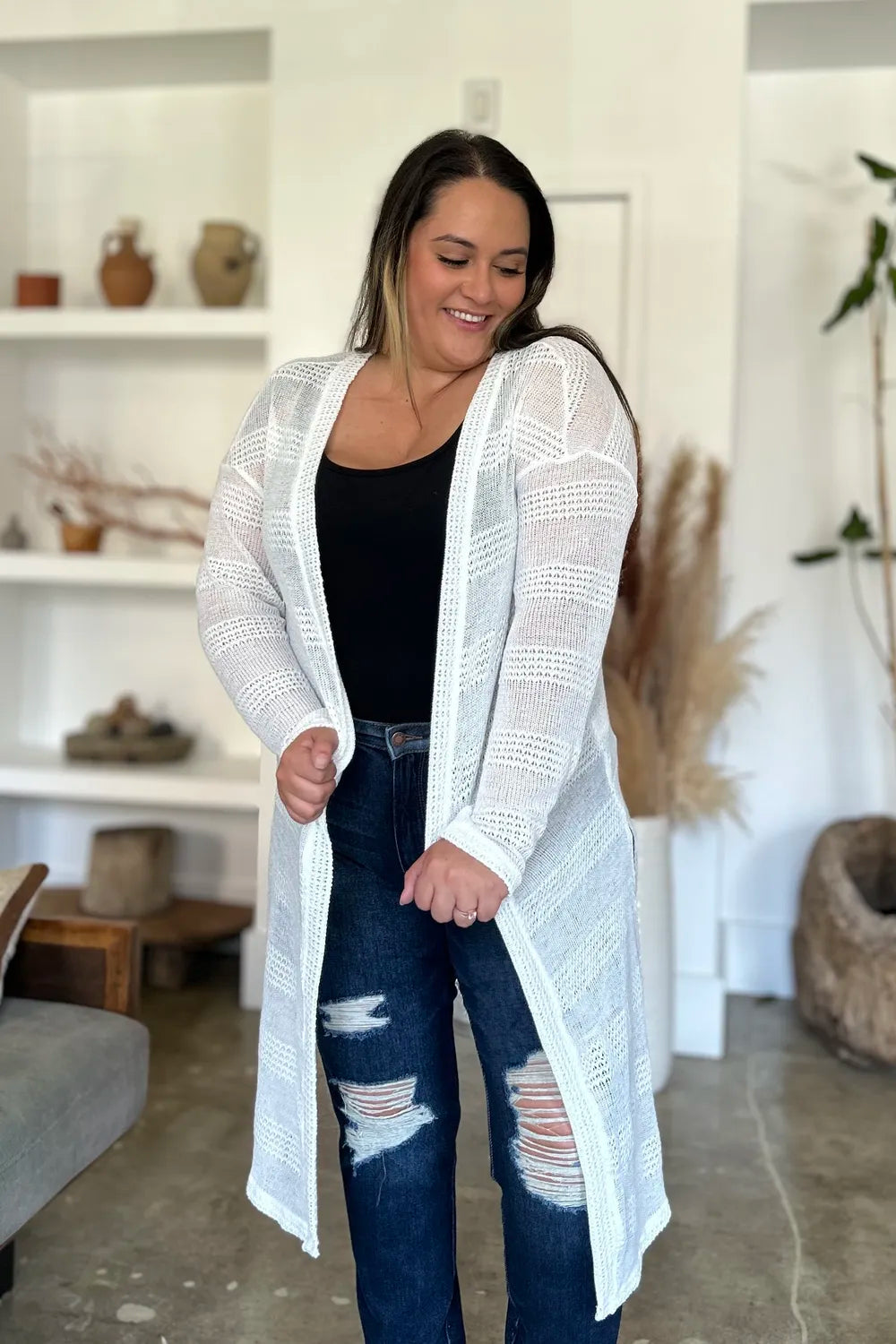 open front longline cardigan