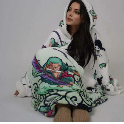 Zoro One Piece Wearable Blanket Hoodie for Kids &amp; Adults | OLM Toys