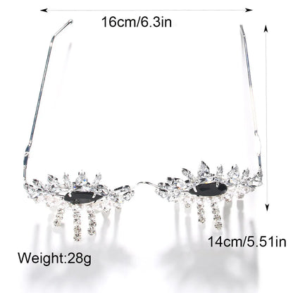 Stonefans Tassel Glasses Frame for Women Designer Beads Accessories Y2k Luxury Without Lens Face Decorations Crystal Girl Gift