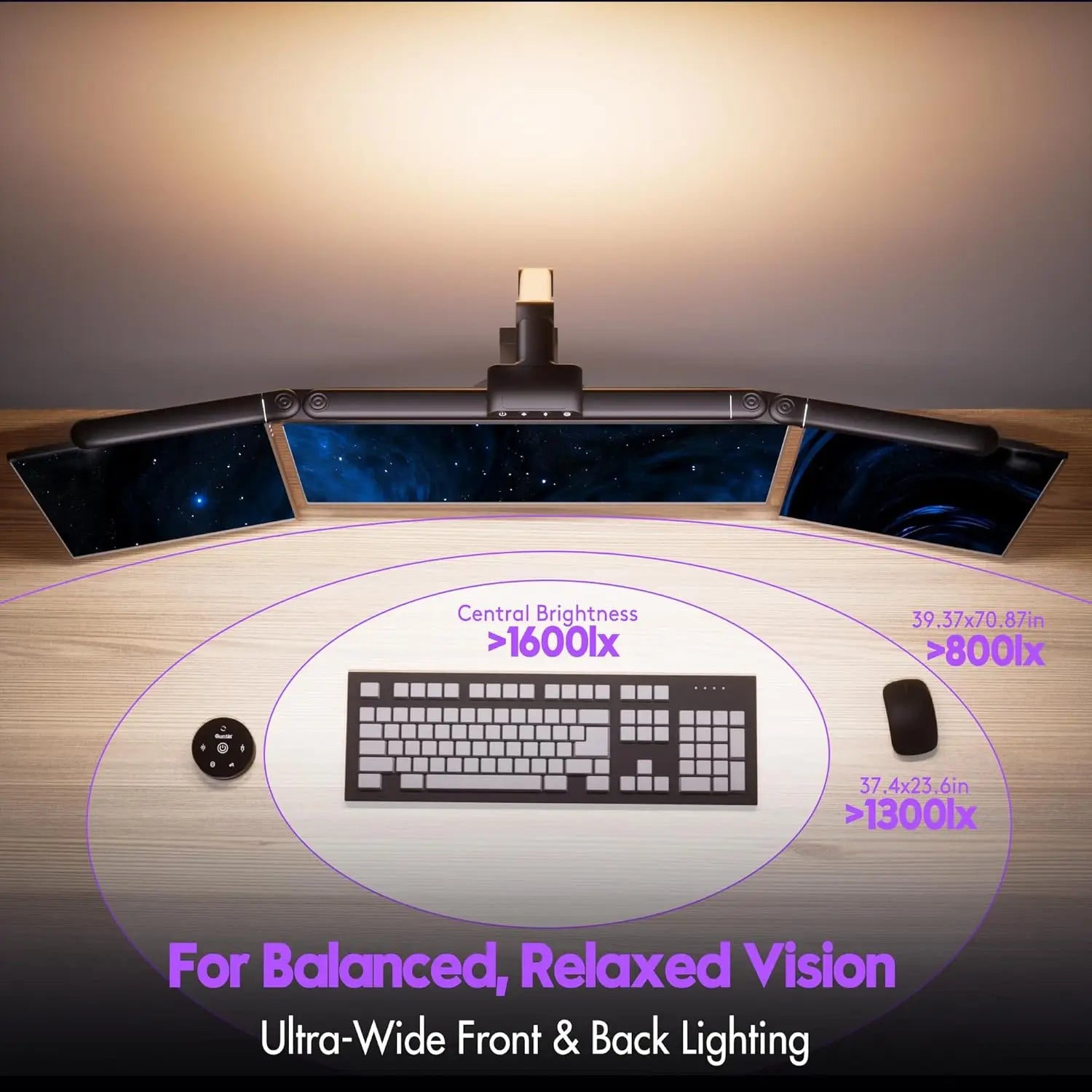 32.5" Adjustable Desk Lamp with Radar Sensor, Remote Control, 1100LM Brightness for Office Home Study