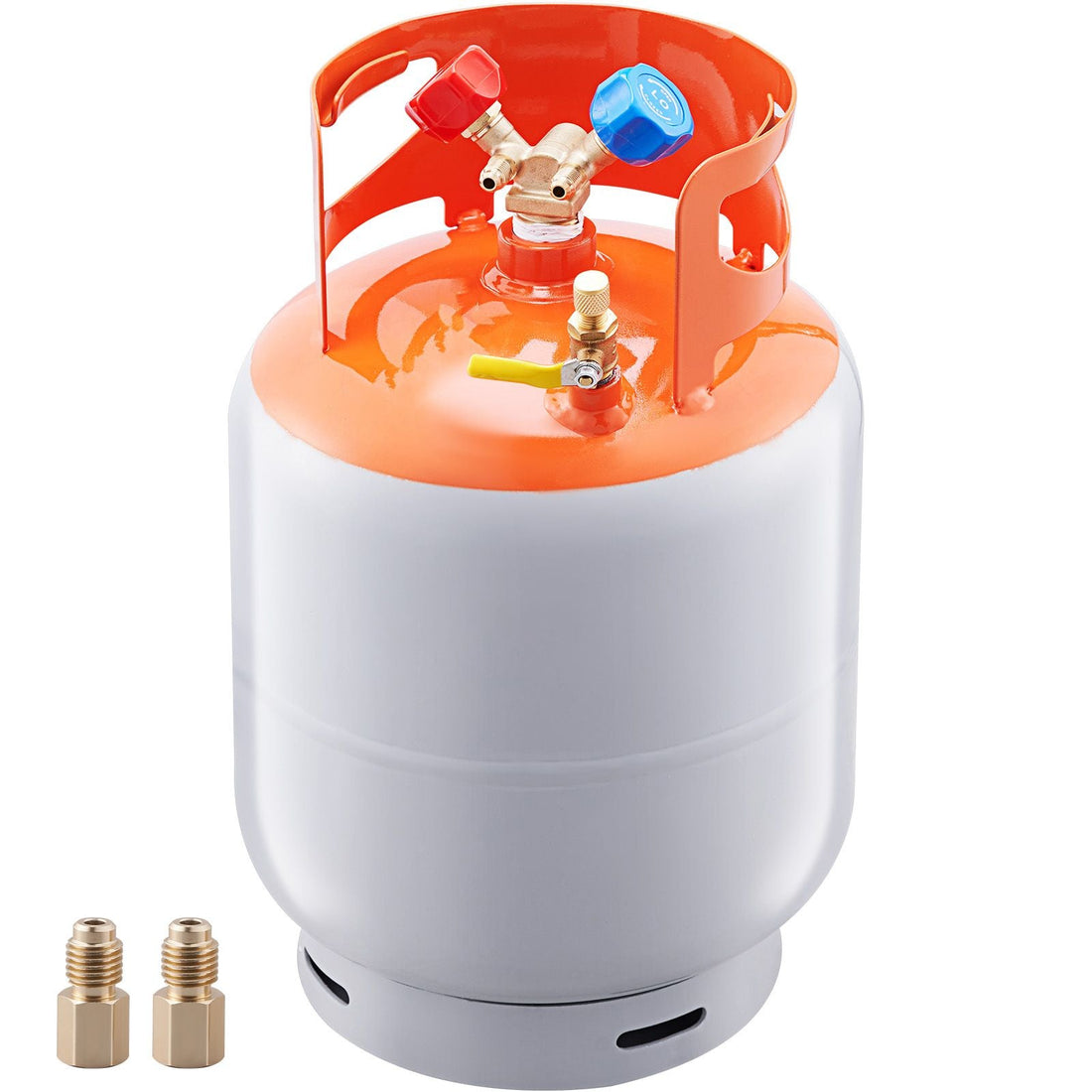 Refrigerant Recovery Tank, 30 LBS Capacity, 400 psi Portable Cylinder Tank with Y-Valve for Liquid/Vapor, High-sealing Recovery Can for R22/R134A/R410A, Orange+Gray
