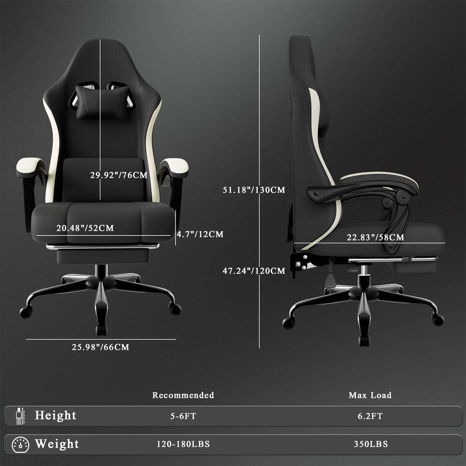 ergonomic gaming chair with footrest