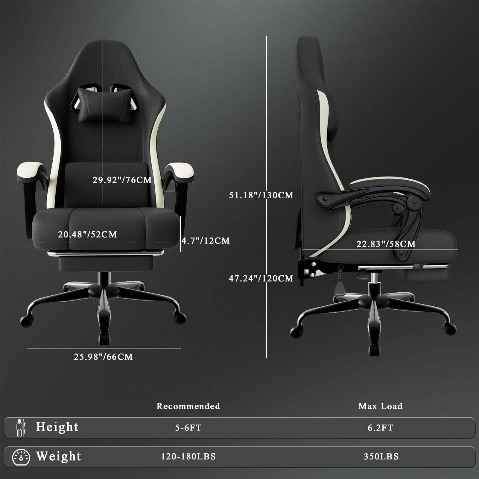 ergonomic gaming chair with footrest