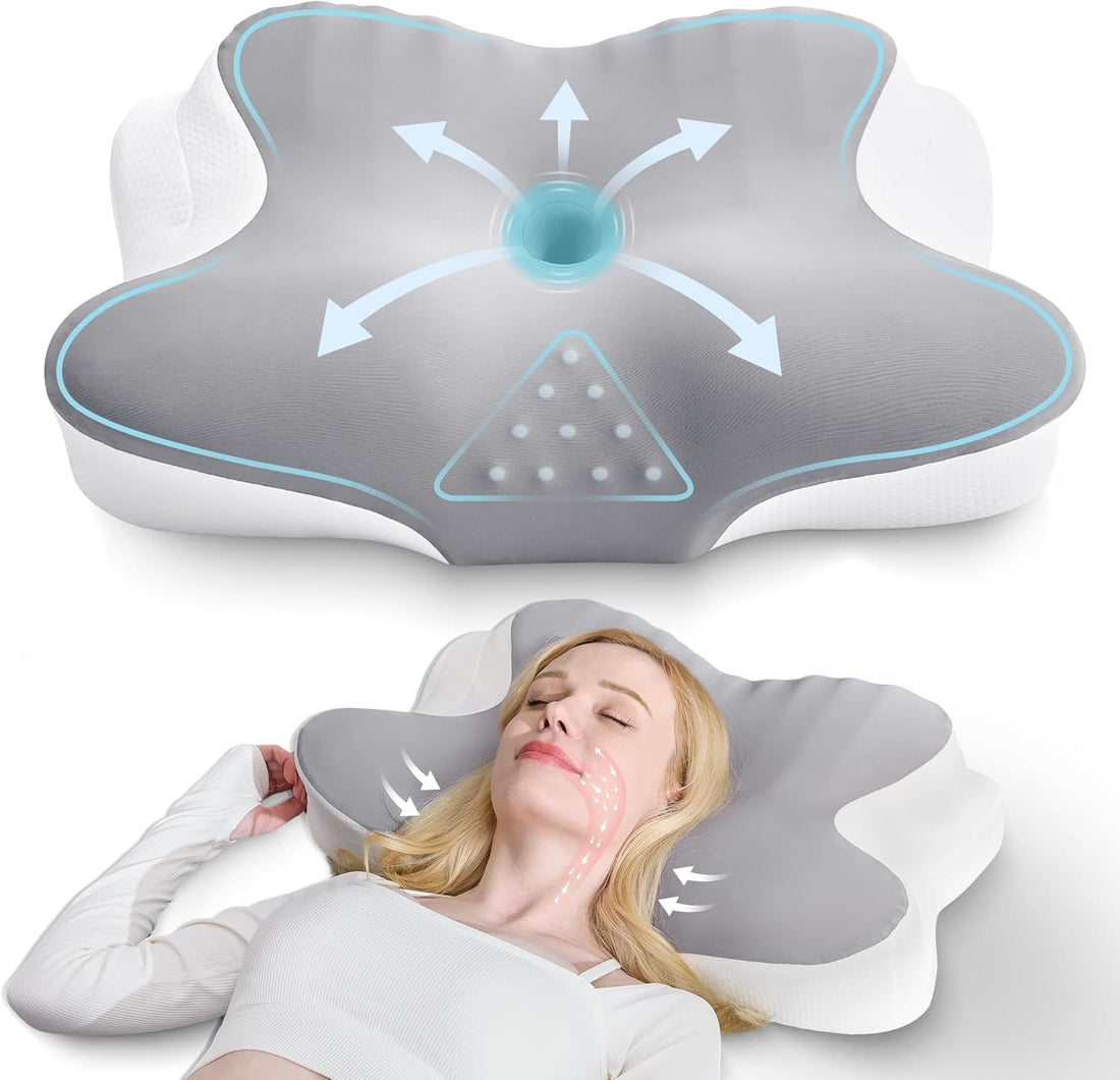 Ergonomic Cervical Neck Pillow for Sleeping – Memory Foam Pillow with Massage Nodes for Neck Pain Relief, Side Sleeper &amp; Back Support